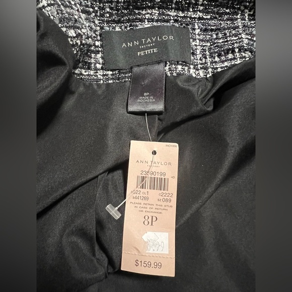 NWT Ann Taylor Factory Black/Gray Tweed Suit Jacket Skirt 8 Petite Old Money - Picture 7 of 13